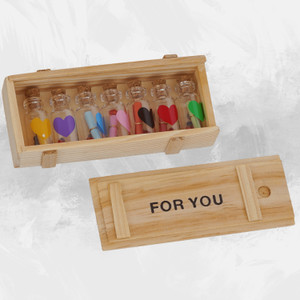 dinine craft personal message bottle messenger glass with wooden box for wife girlfriend decorative showpiece  -  13 cm polyresin green