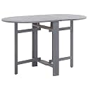 Dining Table Grey Solid Acacia Wood Medium Foldable,Rustic Charm Solid Acacia Wood Expandable Dining Table for Indoor & Outdoor Use, Seating 6 People Patio Furniture