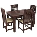 WOODBONE Dining Table Set, Wood 4 Seater Dining Table with Chair for Living Room Furniture, Dining Room Set, Wooden Dining Table Set, Modern Unqiue Dining Table Set (4 Seater) Walnut Finish