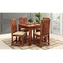 WOODBONE Dining Table Set, Wood 4 Seater Dining Table with Chair for Living Room Furniture, Dining Room Set, Wooden Dining Table Set, Modern Unqiue Dining Table Set (4 Seater) Honey Finish