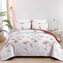Dinjoy Floral Quilt Set California King, Farmhouse Bedspread Bedding Set