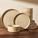 Dinnerware Set for 4, Reactive Glaze Plates and Bowls Sets