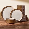 Dinnerware Set for 4, Reactive Glaze Plates and Bowls Sets