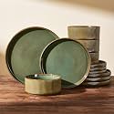 Dinnerware Set for 4, Reactive Glaze Plates and Bowls Sets