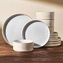Dinnerware Set for 4, Reactive Glaze Plates and Bowls Sets