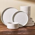 Dinnerware Set for 4, Reactive Glaze Plates and Bowls Sets