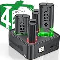 DinoFire Pack of 4 Batteries for Xbox/Series X/Xbox One Controller, Battery Charging Station with LED Display, 1500 mAh Rechargeable Battery for Xbox Series X/S/Xbox One/Xbox One S/X/Elite Controller