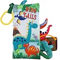 Baby Books 0-6 Months,Crinkle Cloth Books for Babies, Infant Tummy Time Toy,Touch and Feel Sensory Toys 6-12 Months,Soft Stroller Travel Toy, Baby Shower Birthday Gifts Boys Girls-Green Blue Dinosaur