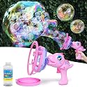 Dinosaur Bubble Gun for Girls, Pink Outdoor Bubble Machine Toy Ages 3-8