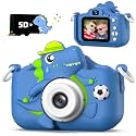 Dinosaur Kids Camera for Boys Girls, Toddler Digital Selfie Camera with Cute Protective Cover and SD Card, Christmas Birthday Gifts Toys for 3 4 5 6 7 8 9 10 11 12 Years Old Little Girls and Boys