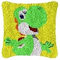 Dinosaur Latch Hook Throw Pillow Kits for Adults and Starter DIY Cushion Pillowcase Cross Stitch Latch Hook Rug Kits with Preprinted Canvas Crochet Yarn Kits Needlework Crafts 17'' X 17''