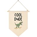 Dinosaur Skateboard Idea-Baby Flag Wall Decor Gift for Baby Boys Kids-Canvas Hanging Banner Pennant Wall Sign Gift for Nursery Baby Room Playroom Bedroom