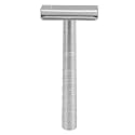 Dioche Long Handle Double Sided Safety Shaving Tool Washable Safety Beard Wet Shaving Kit for Men Premium Alloy Non Slip Design Ideal Men (Frosted Silver)