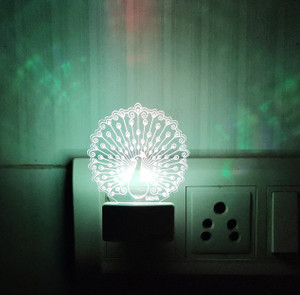 diona peacock led 3d illusion multi color changing home decor light return gift night lamp 10 cm white