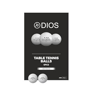 dios 40 3 star table tennis balls  high-performance abs ping pong balls for professional match amp training  seamless durable tt balls for kids amp adults  white  pack of 6