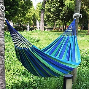 dipdey portable swing cotton stripe with strong hammocks rope beach sleeping bed backpack spreader bar tree hanging for travel garden striped ultralight outdoor jula camping hammock multicolor-set 1