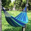DIPDEY Portable Swing Cotton Stripe With Strong Hammocks Rope Beach Sleeping Bed Backpack Spreader Bar Tree Hanging For Travel Garden Striped Ultralight Outdoor Jula Camping Hammock (Multicolor)-Set 1