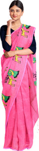 dipdiya embroidered graphic print handloom cotton blend saree