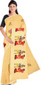 DipDiya Embroidered Tant Cotton Blend Saree (Cream)