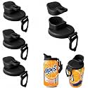 DIPESI FlowSip Soda Can Lid 4 Pack – Smooth Sloped Sip Design, BPA-Free, Keeps Drinks Fresh & Bug Free, Spill Resistant, Fits Standard Soda Cans for Beach, BBQ & Parties (4 Black)