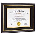 Diploma Frames 8.5x11 with Mat or 11x14 without Mat,1 Pack Certificate Document Frame with Real Glass,Black Gold &amp; Burgundy Molding(Black/Gold Double Mat)