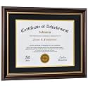 Diploma Frames 8.5x11 with Mat or 11x14 without Mat,1 Pack Reddish Brown/Gold Trim Certificate Document Picture Frame,Real Glass(Black/Gold Double Mat)