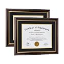 Diploma Frames 8.5x11 with Mat or 11x14 certificate without Mat,Set of 2 Reddish Brown/Gold Trim Document Picture Frame,Real Glass(Black/Gold Double Mat)