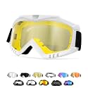 Yourkar Dirt Bike Goggle, UV Protection Windproof ATV Off-Road Goggles, Wide Vision Riding Motorcycle Goggle for Men Women (White+Yellow)