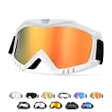Yourkar Dirt Bike Goggle, UV Protection Windproof ATV Off-Road Goggles, Wide Vision Riding Motorcycle Goggle for Men Women (White+ Colorful &amp; Yellow)