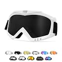 Yourkar Dirt Bike Goggle, UV Protection Windproof ATV Off-Road Goggles, Wide Vision Riding Motorcycle Goggle for Men Women (White+Black)