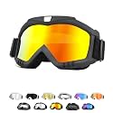 Yourkar Dirt Bike Goggles, Windproof ATV Off-Road Goggle, Wide Vision Riding Motorcycle Goggles, Motorcycle Accessories (Black-Red)