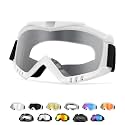 Yourkar Dirt Bike Goggles, Windproof ATV Off-Road Goggle, Wide Vision Riding Motorcycle Goggles, Motorcycle Accessories (White-Transparent)