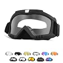 Yourkar Dirt Bike Goggles, Windproof ATV Off-Road Goggle, Wide Vision Riding Motorcycle Goggles, Motorcycle Accessories (Black-Transparent)