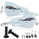 Dirt Bike Handguards with Grips - 7/8" and 1 1/8" Motorcycle Hand Guards for ATV - Universal Handguards Bracket for Off Road Motorcross White