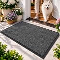 Dirt Trapper Door Mat, 17"x30" Front Door Mat Outside Entrance Grey