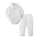 DISAUR Baby Boy Clothes Toddler Boy Outfits 4PCS Gentleman Dress Romper/Vest/Pants/Bow Tie Cotton Suit Sets