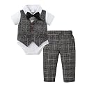 DISAUR Baby Boy Clothes Toddler Boy Outfits 4PCS Gentleman Dress Romper/Vest/Pants/Bow Tie Cotton Suit Sets