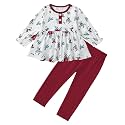 DISAUR Baby Girl Fall Outfits Toddler Girl Clothes Winter Cute Long Sleeves Floral Ruffle Top Cotton Pants Set Clothing