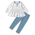 DISAUR Baby Girl Fall Outfits Toddler Girl Clothes Winter Cute Long Sleeves Floral Ruffle Top Cotton Pants Set Clothing