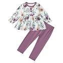 DISAUR Baby Girl Fall Outfits Toddler Girl Clothes Winter Cute Long Sleeves Floral Ruffle Top Cotton Pants Set Clothing