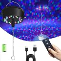 Disco Ball Motor with Lights with Remote, Palujorty 5 RPM-9 RPM 24 LED Mirror Ball Motor with Lights for 4" 6" 8" 12" Balls for Party(USB/Battery Powered)