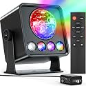 Disco Ball Party Lights Disco Light Sunset Lamp Projector with White+RGB+UV+YGB Modes LED Strobe DJ Stage Lights for TIK Tok Live Photography Parties Home Room Dance Birthday Christmas Halloween Décor