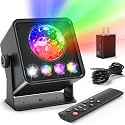 Disco Ball Party Lights Disco Light Sunset Lamp Projector with RGB+UV+White+YGB Sound Activated LED DJ Strobe Stage Light for Home Parties Living Room/Christmas/Halloween/Birthday/Wall/Décor