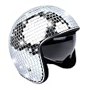 Disco Helmet with Retractable Visor Glitter Mirror Glass Punk Costume Hat for Bar DJ Club Party