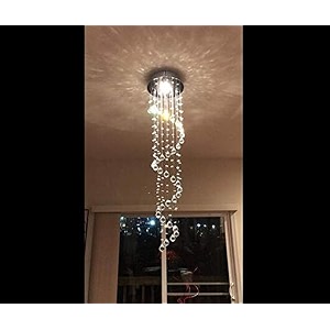 3 feet spiral modern crystal led chandelier for living room hall staircase ceiling light warm white