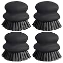 Dish Brush with Handle, Kitchen Scrub Brushes for Cleaning, Dish Scrubber with Nylon bristles for Sink, Pots, Pans(4Pack Black Nylon bristles)
