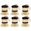 Dish Brush, Palm Scrubber with Comfortable Grip for Dishes Kitchen Sink Vegetables Scrubbing, 6 Pack