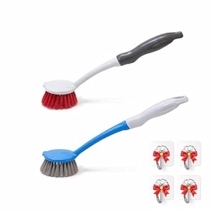 dish kitchen sink cleaning brush  tough bristle scrubber with comfortable grip  bathroom tile amp utensil cleaner  multipurpose household cleaning tool  pack of 2