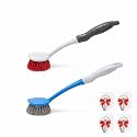 Dish Kitchen Sink Cleaning Brush | Tough Bristle Scrubber with Comfortable Grip | Bathroom Tile & Utensil Cleaner | Multipurpose Household Cleaning Tool | Pack of 2