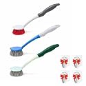 Dish Kitchen Sink Cleaning Brush | Tough Bristle Scrubber with Comfortable Grip | Bathroom Tile & Utensil Cleaner | Multipurpose Household Cleaning Tool | Pack of 3